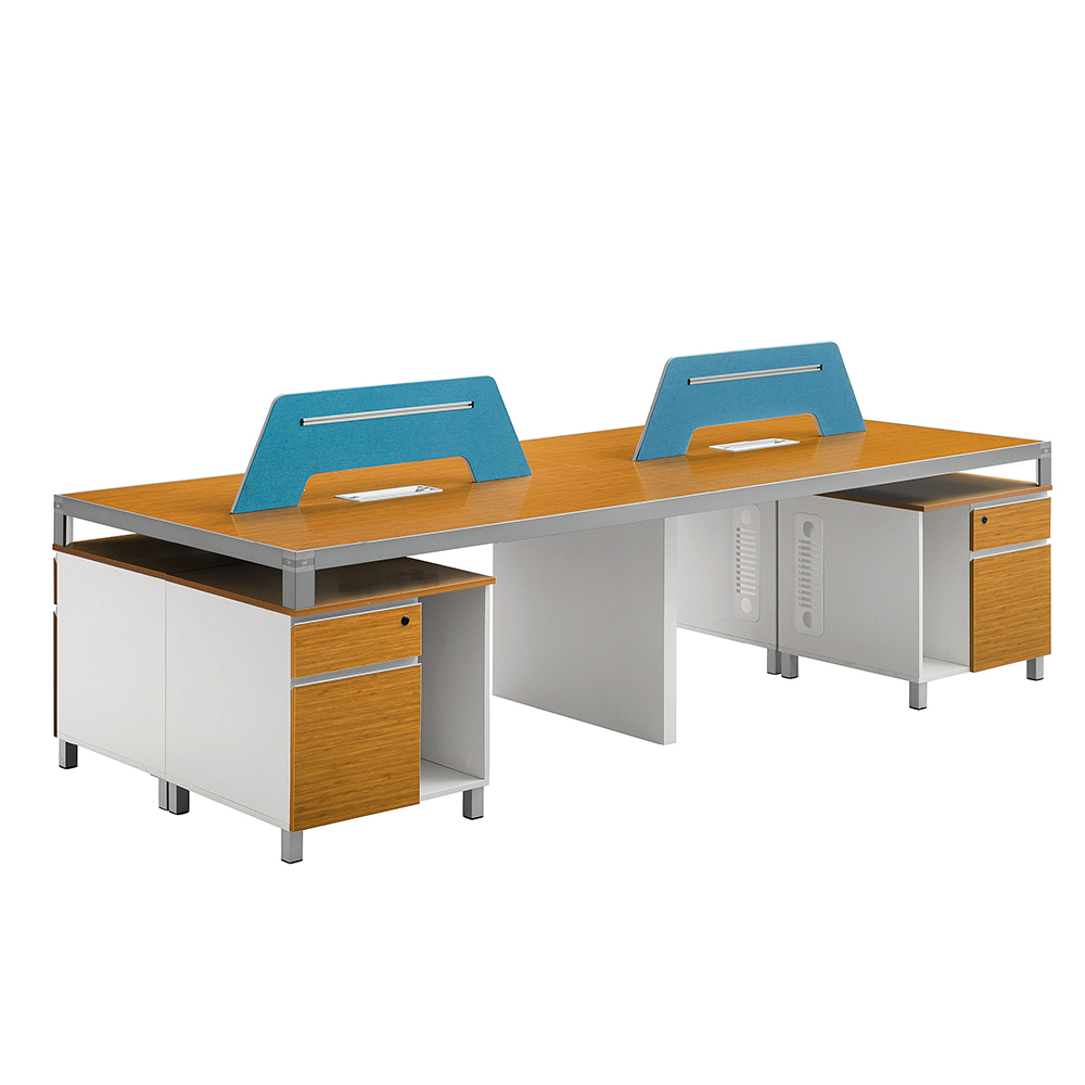 Modern Bambu Line Shape Office Workstation with Computer Host|For 4 persons|Four Seats