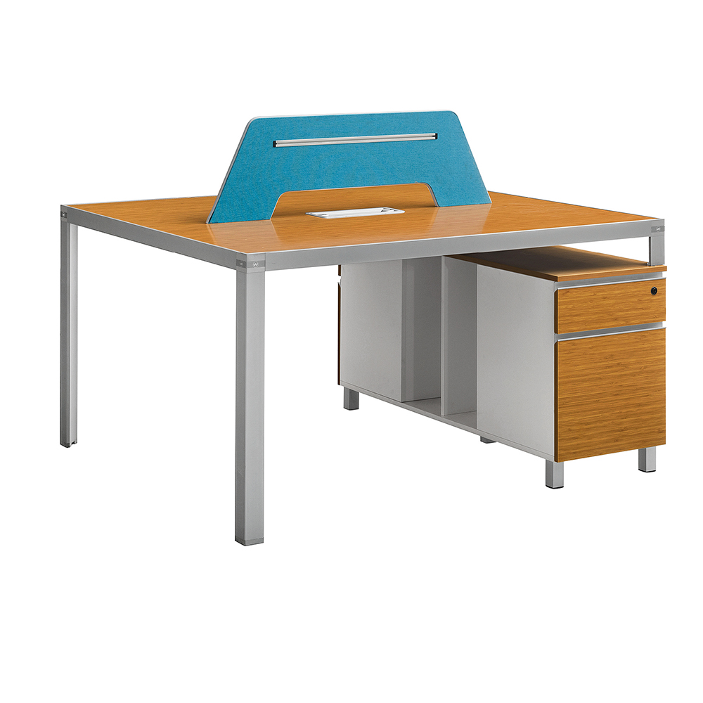 Modern Bambu Office Workstation With Side Cabinets|For 2 persons|Double Seats